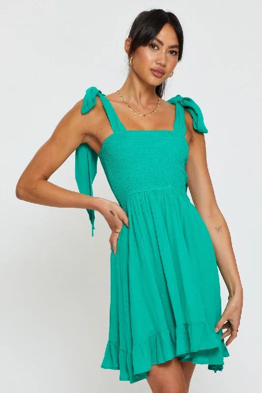 Sleeveless Dress Mother Of The BrideGreen Fit And Flare Dress Sleeveless Tie Shoulder