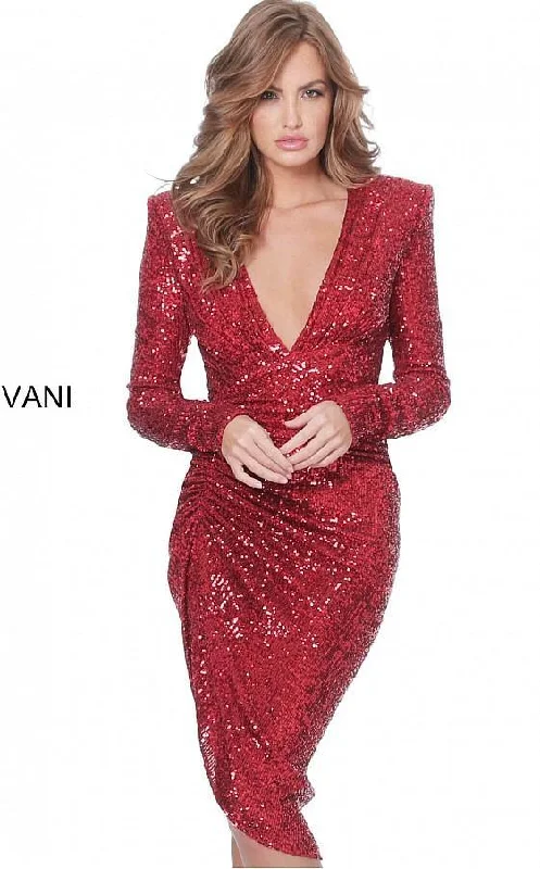 Formal Velvet Long Sleeves DressJovani 04257 Formal Long Sleeve Cocktail Dress