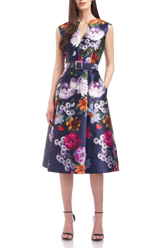 Sleeveless Dress QuinceaneraKay Unger 5515809 Sleeveless Floral Print Knee Length Cocktail Dress