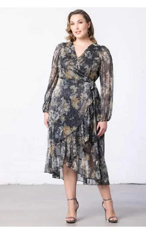 Fresh Floral Long Sleeves DressKiyonna- Clara Sparkling Long Sleeve Wrap Dress