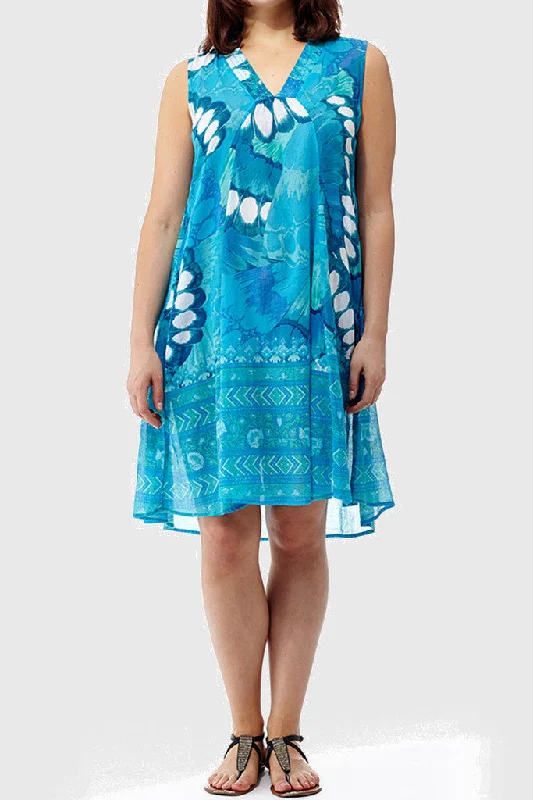 Sleeveless Dress For CasualLa Cera Sleeveless Butterfly Printed Dress