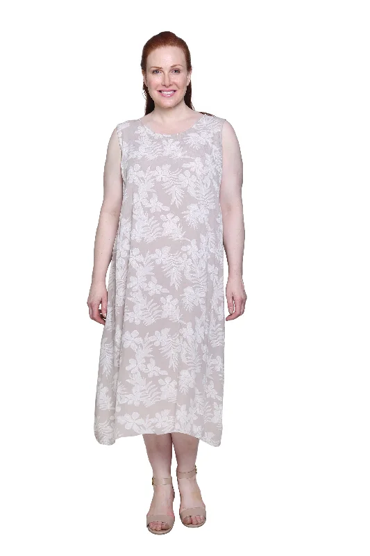 Sleeveless Dress With LaceLa Cera Sleeveless Floral Tonal Printed A-Line Dress - Plus Size