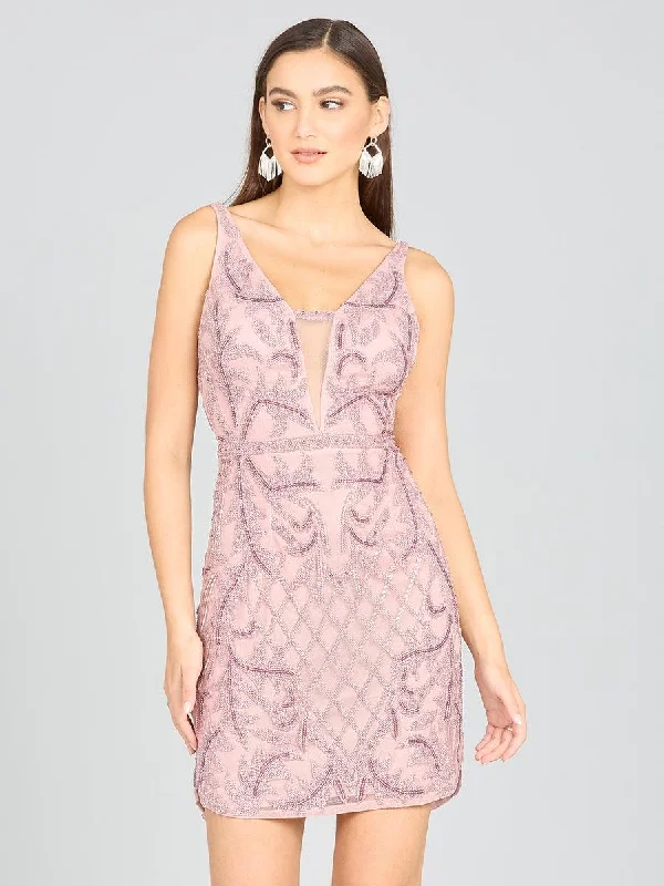 Sleeveless Dress In SatinLara Dresses 29176 Sleeveless Beaded Cocktail Dress