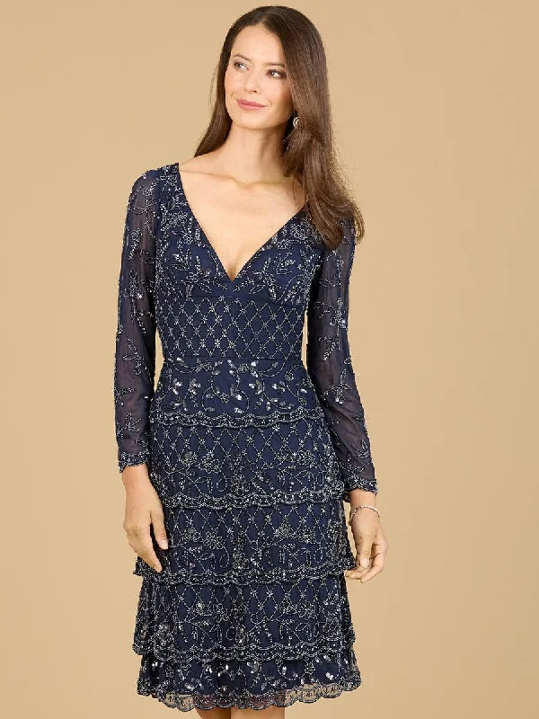 Flowy Long Sleeves DressLara Dresses 29223 Long Sleeve Cocktail Dress