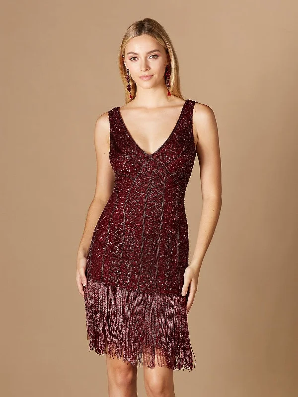 Sleeveless Dress In OrganzaLara Dresses 29361 Sleeveless Fringe Cocktail Dress