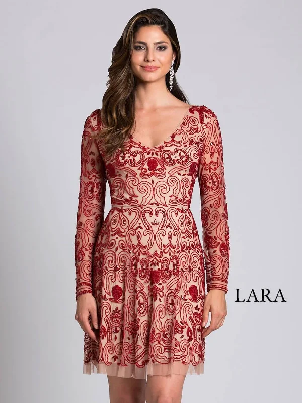 Flowery Lace Long Sleeves DressLara Dresses Long Sleeve Cocktail Dress 33414