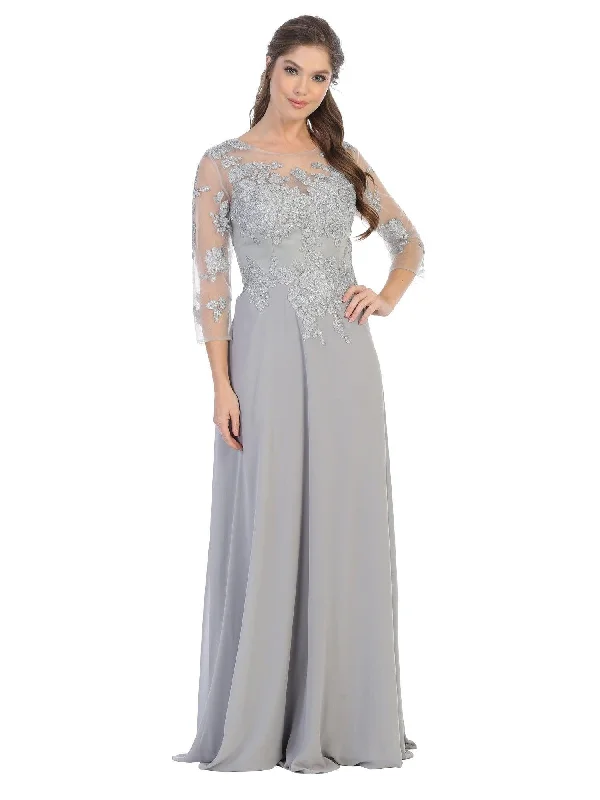 custom-fitted wedding dressesSilver 2XL Long Mother of the Bride Formal Chiffon Dress Sale