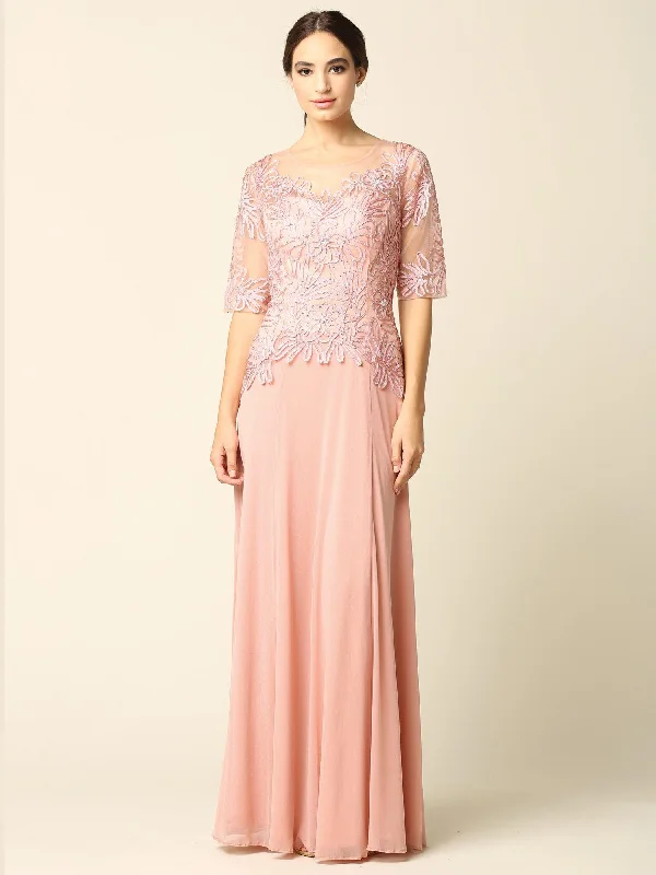 modern wedding dressesMother of the Bride Long Formal Embroidered Dress Sale