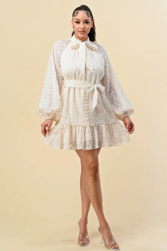 Flowing Long Sleeves DressLong Sleeve Button Down Ruffle Dress