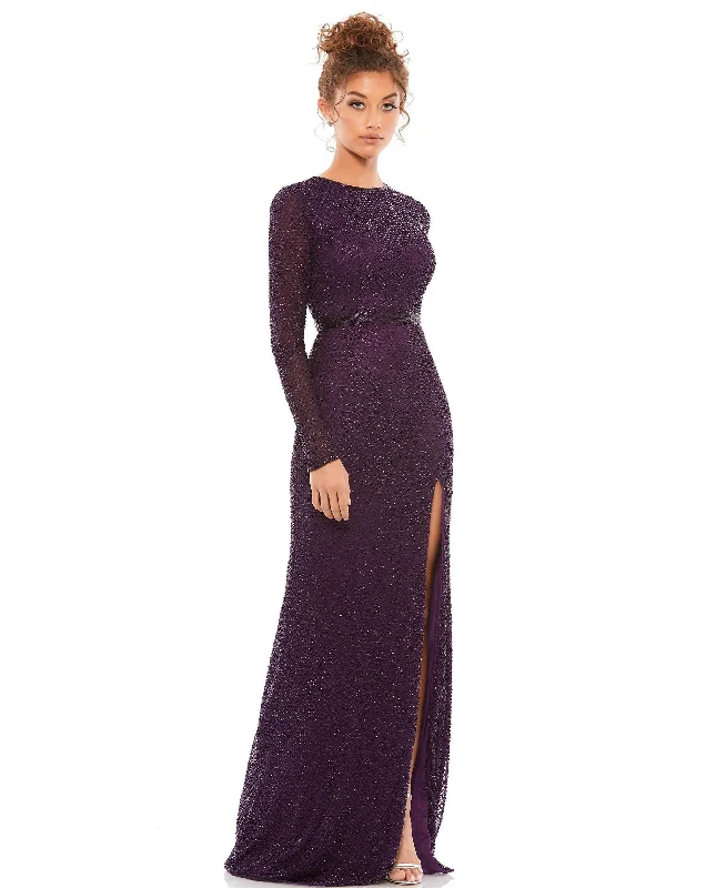 Fitted Long Sleeves DressMac Duggal 5056 Formal Beaded Long Sleeve Dress