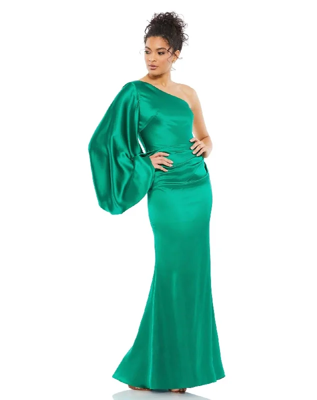 maxi dresses with spaghetti strapsMac Duggal 26588 Long Formal One Shoulder Dress