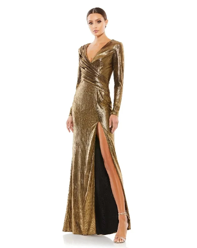 Fun Long Sleeves DressMac Duggal 26684 Long Sleeve Formal Metallic Dress