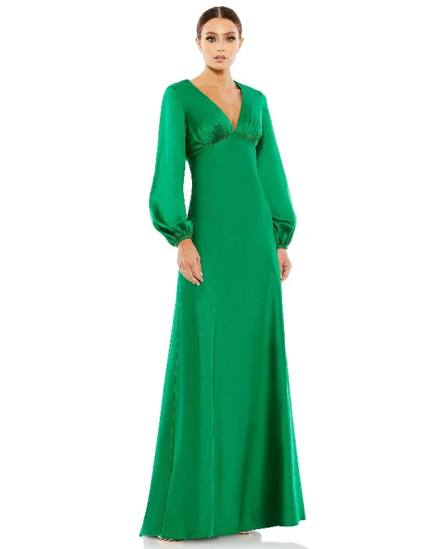 Flexible Long Sleeves Tunic DressMac Duggal 55693 Long Sleeve Formal Satin Dress