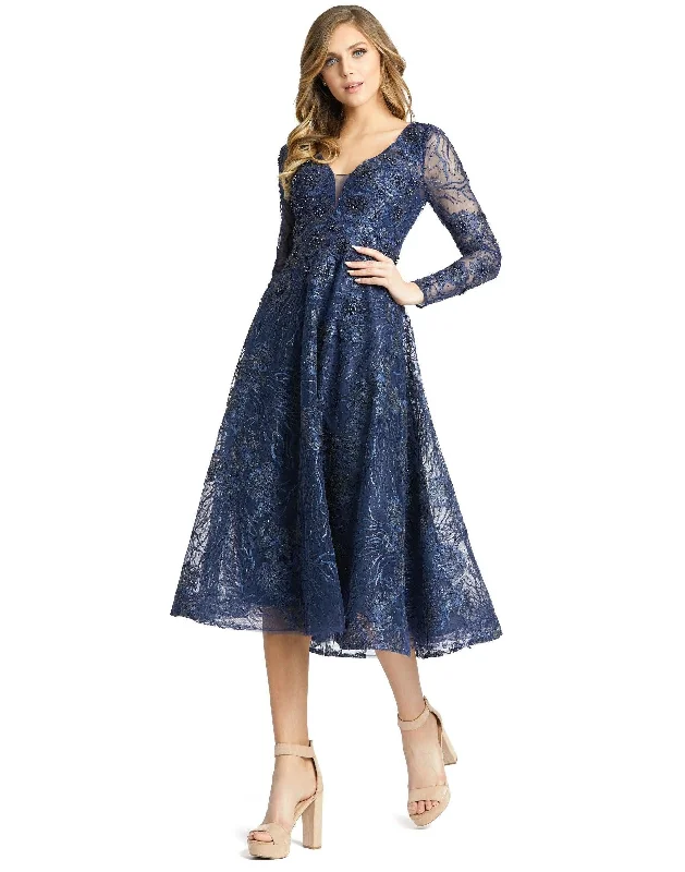 Fuzzy Wool Long Sleeves DressMac Duggal 20286 Long Sleeve Short Cocktail Dress