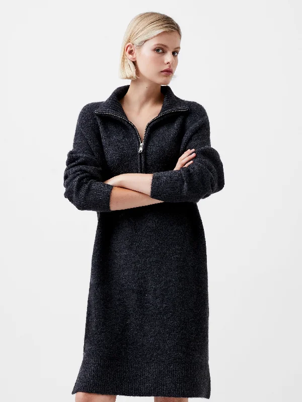 Feminine Long Sleeves DressMaddox Half Zip Long Sleeve Knit Dress