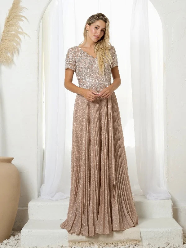 bespoke wedding dressesMother of the Bride Long Formal Metallic Dress