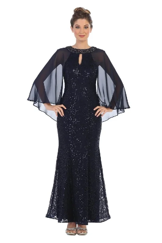 statement wedding dressesMother of the Bride Long Formal Cape Dress