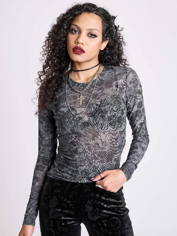 women's tops for those who believe in expressing their individuality through fashionNight Blossom Mesh Top