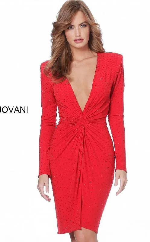 Funky Long Sleeves Jumpsuit DressJovani 3059 Long Sleeve Cocktail Sexy Dress