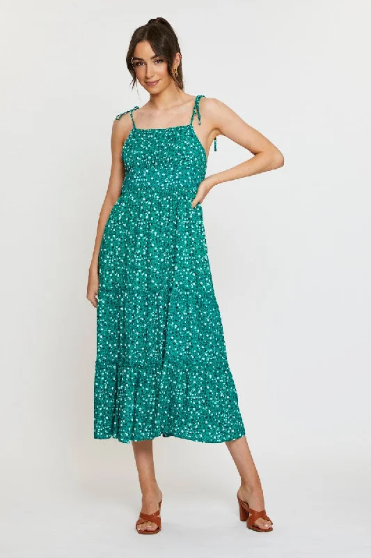 Sleeveless Dress In DenimPrint A Line Dress Sleeveless