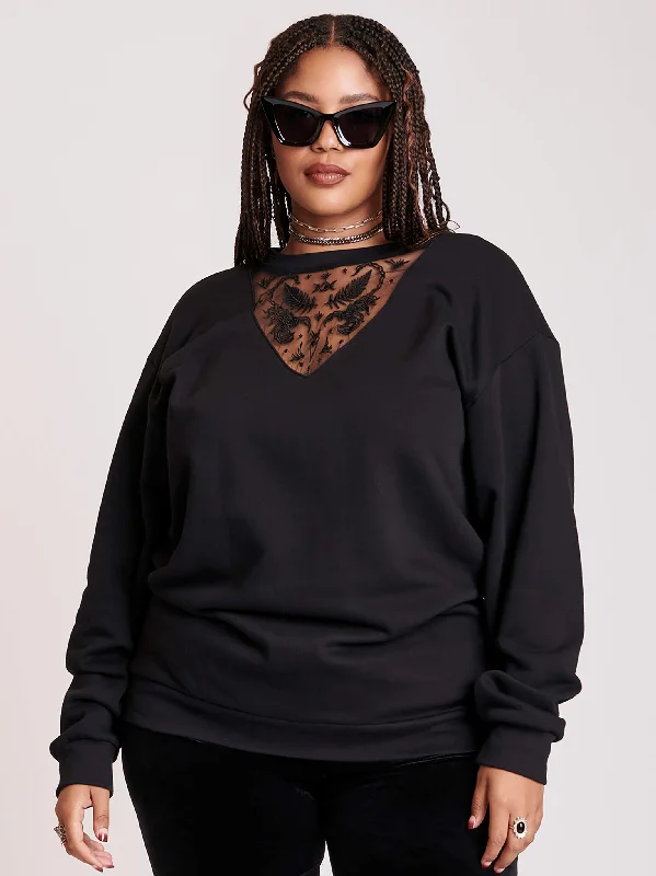 lace women's topsScorpion Embroidered Sweatshirt