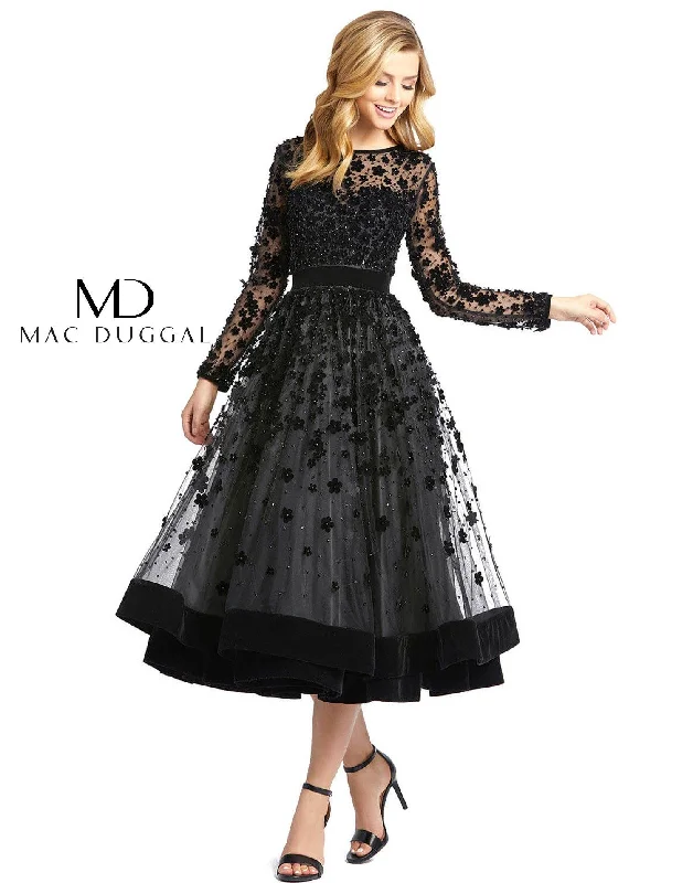 Formal Long Sleeves Cocktail GownMac Duggal Sheer Long Sleeve A Line Short Dress Sale