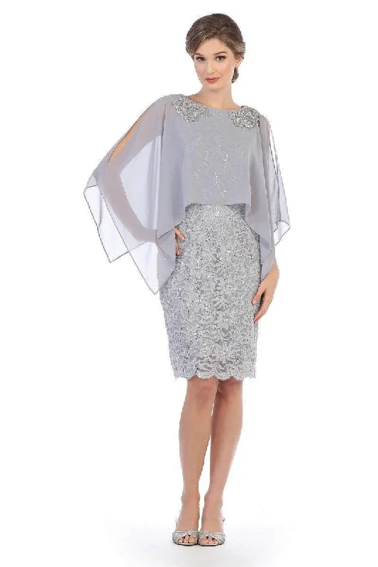 vintage-inspired wedding dressesShort Mother of the Bride Cape Dress