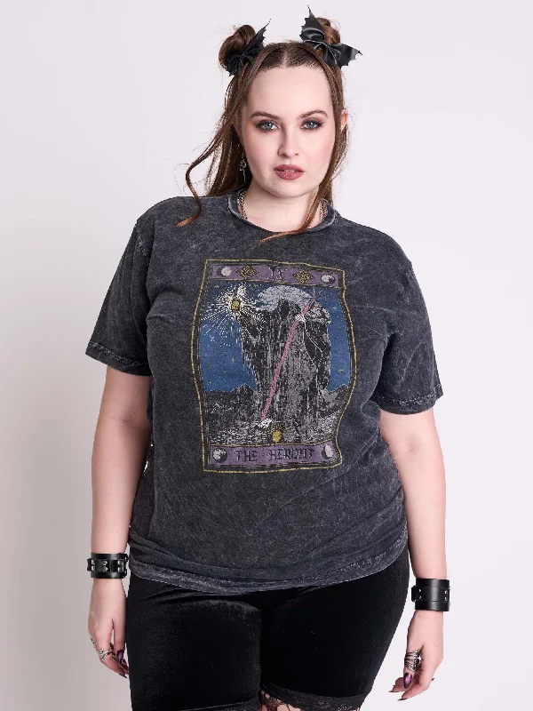 women's tops for those who want to add a touch of elegance and sophistication to their everyday wearThe Hermit Tarot T-shirt