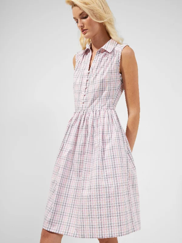 Sleeveless Dress With Long SkirtYaki Organic Check Sleeveless Shirt Dress