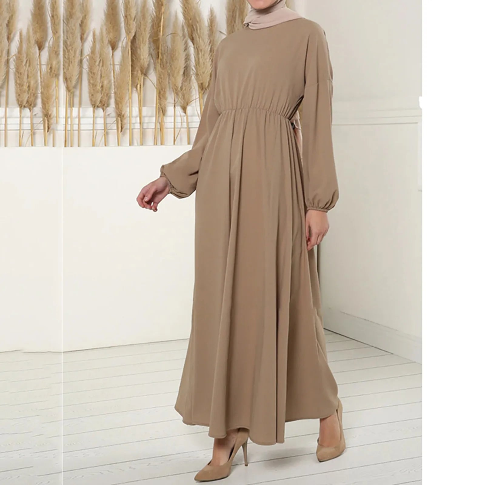 maxi dresses with pocketsMuslim Solid Islamic Fashion African Dubai Abaya Women's Hijab Long Robe Dress