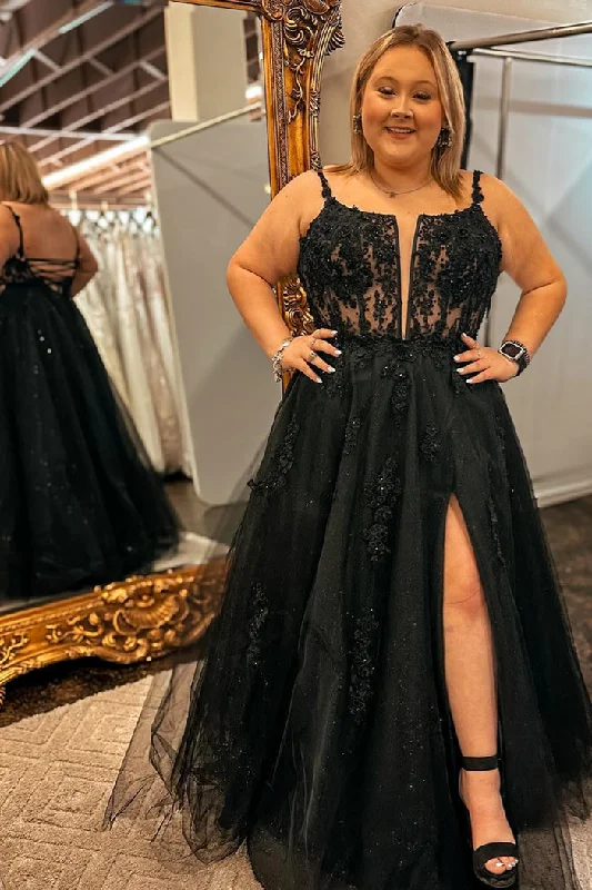 prom dress alterations2025 Plus Size Black Prom Dresses Lace Mermaid with Split