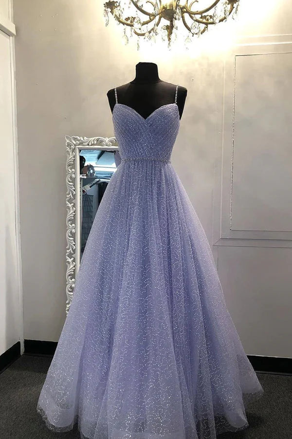 pastel prom dressesLong Sequin Lavender Sweetheart Beading Prom Dresses