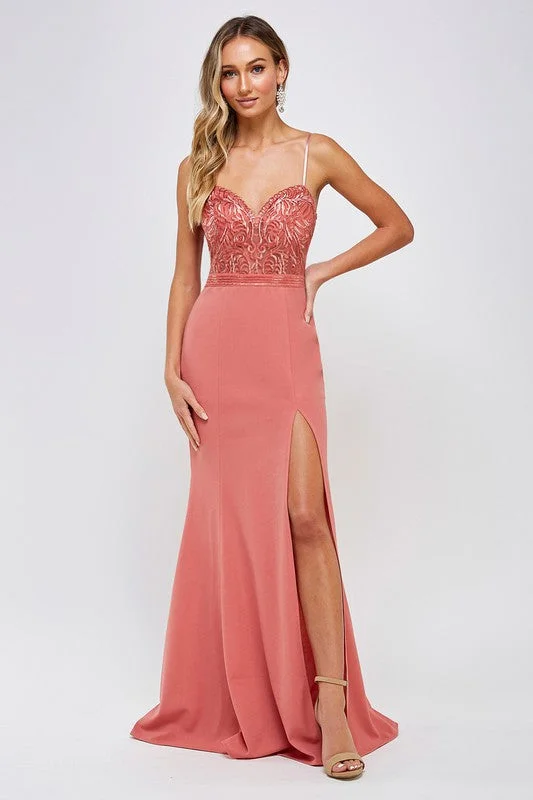 prom dresses with lace appliquésMF227 Prom Dress Dusty Rose, Emerald