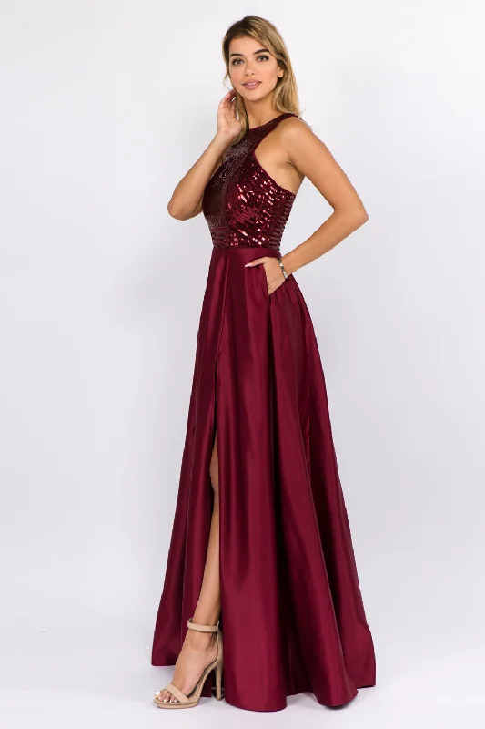 prom dresses with sequin detailingMF2571 Prom Dress Burgundy